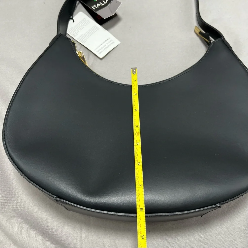 Viola‎ Castellani Black Leather Hobo Adjustable Strap Removable Crossbody Strap